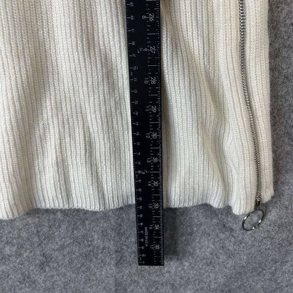 Bar III Sweater Dress Womens Medium Turtle Neck Sheath Zip Side White - Picture 4 of 8